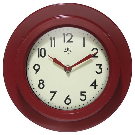 INFINITY INSTRUMENTS Retro Escape 9.75 in. Wall Clock - Red 20305RD-4543